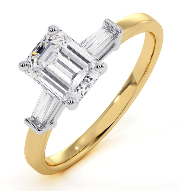 Genevieve GIA Emerald Cut Diamond Ring in 18K Gold 1.25ct G/VS1